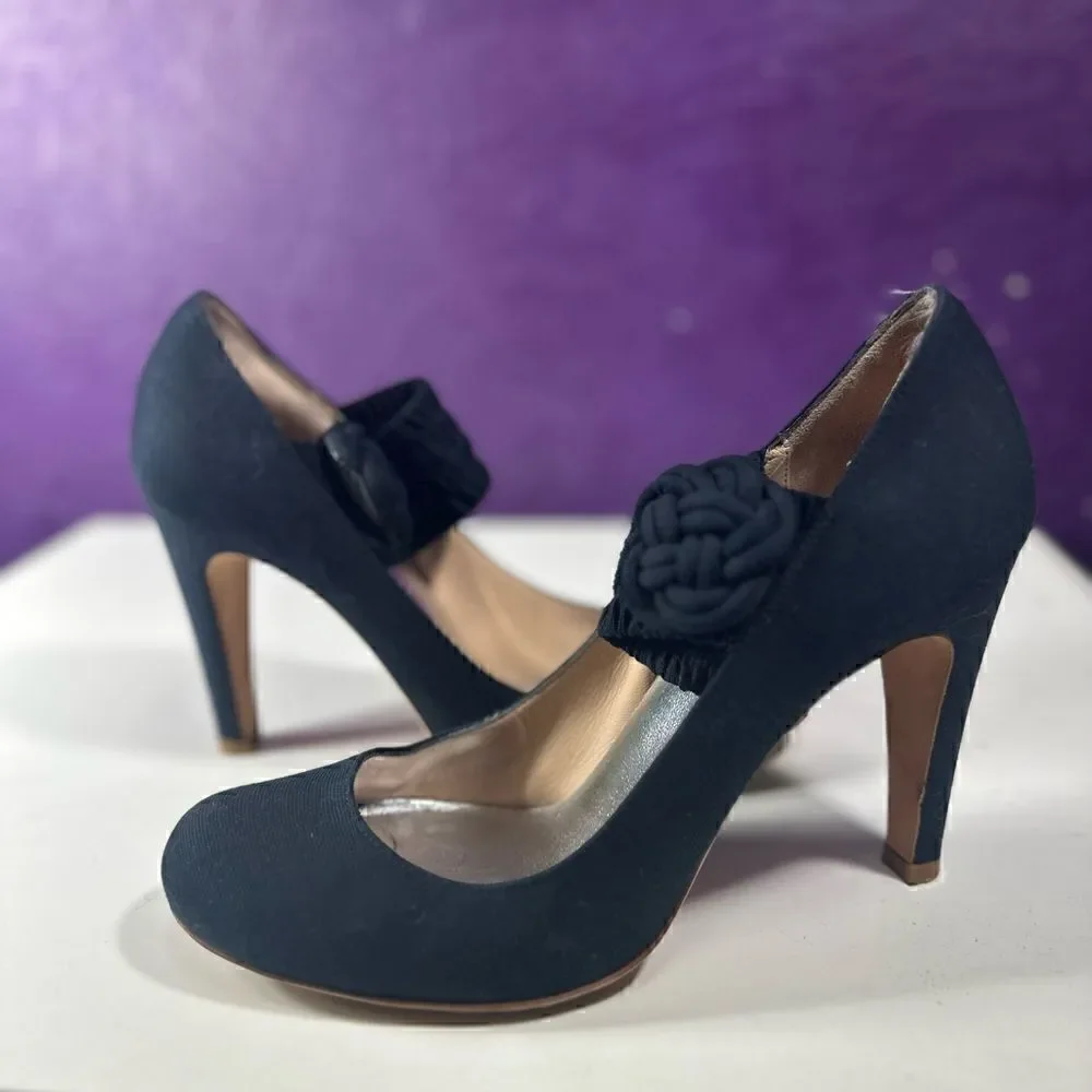 Marc by Marc Jacobs Black‎ Stretchy Band Rope Floral Heels